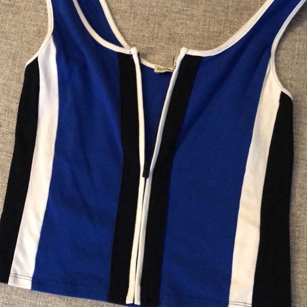 Express Y2k Zip Up Vertical Striped Color Block C… - image 1